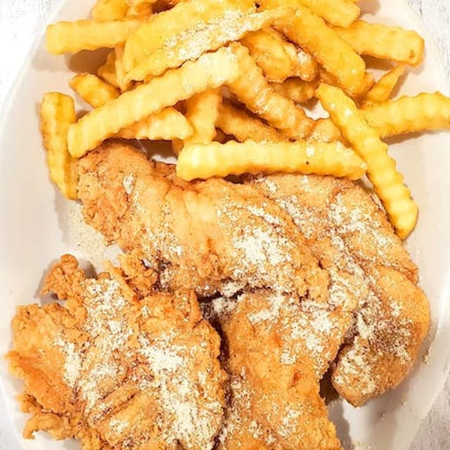 Fried Chicken Tenders with Side Fries.